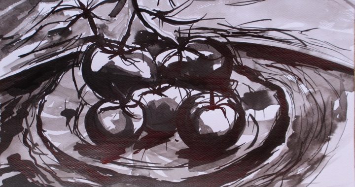 Les-tomates.-Medidas-52-x-42-cms.marco-negro-con-paspartu.